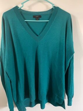 J. Crew Teal V-Neck Pullover Sweater